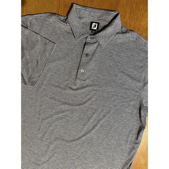 FootJoy Other - FootJoy Golf Polo Shirt Mens 2XL Gray White Striped Stretch Performance FJ EUC
